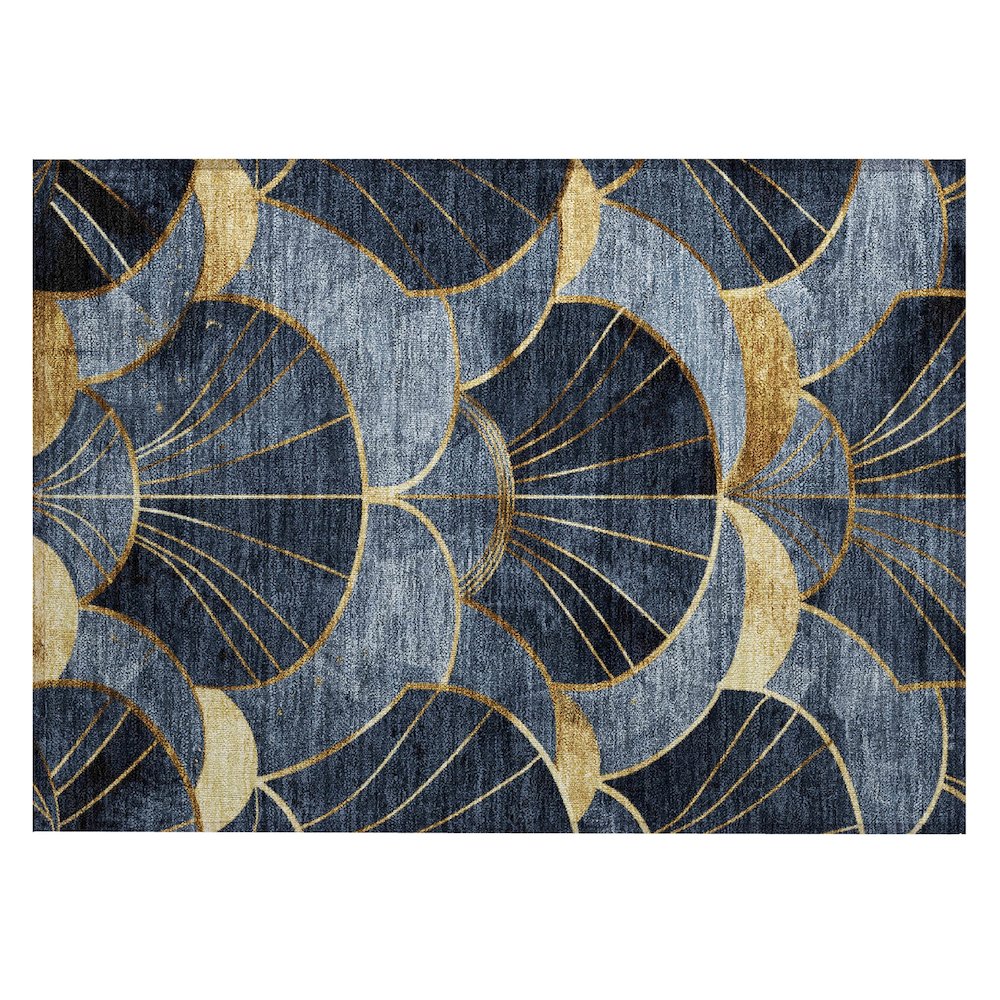 Machine Washable Indoor/Outdoor Chantille ACN2221 Navy 1'8" x 2'6" Rug. Picture 1