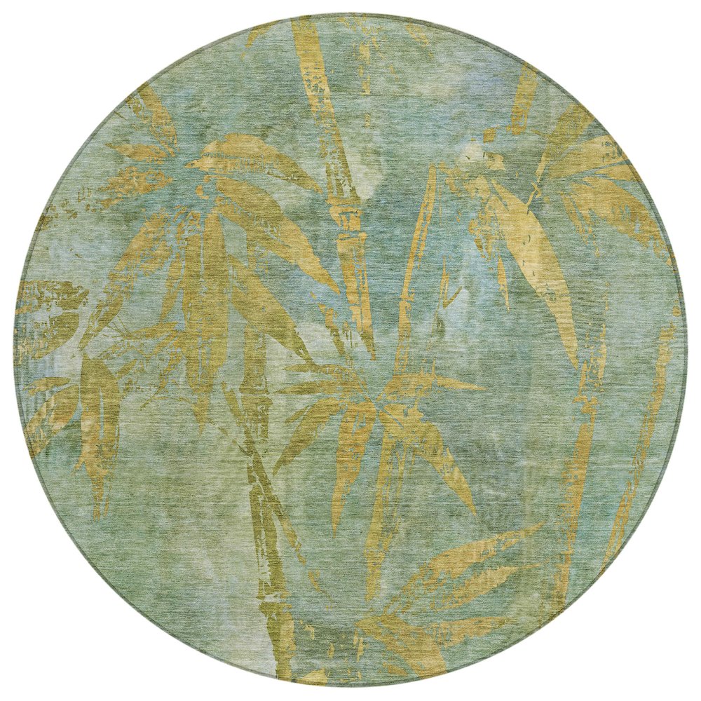 Machine Washable Indoor/Outdoor Chantille ACN2222 Green 8' x 8' Round Rug. Picture 1