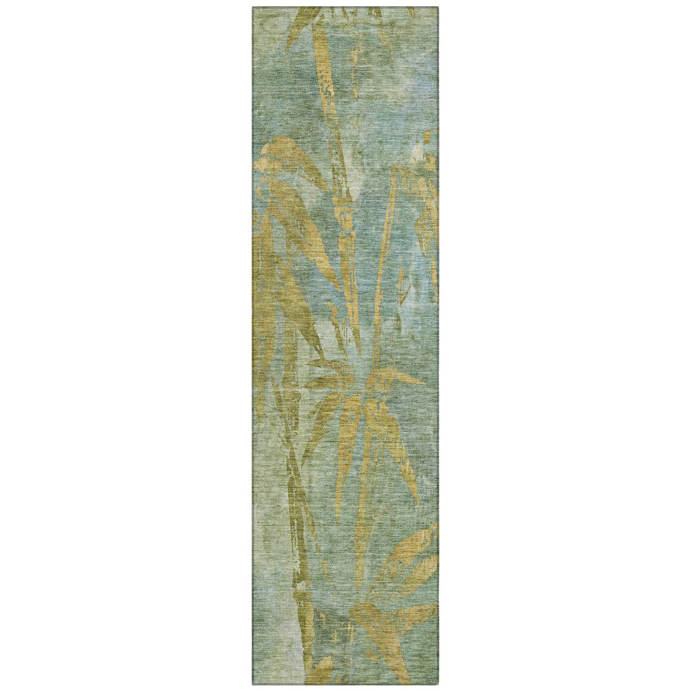 Machine Washable Indoor/Outdoor Chantille ACN2222 Green 2'3" x 7'6" Runner Rug. Picture 1