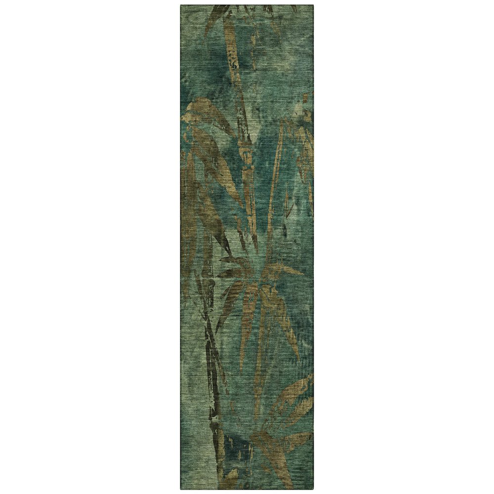 Machine Washable Indoor/Outdoor Chantille ACN2222 Green 2'3" x 7'6" Runner Rug. Picture 1