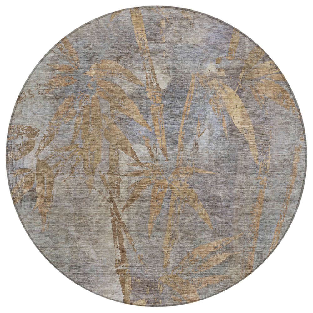 Machine Washable Indoor/Outdoor Chantille ACN2222 Brown 8' x 8' Round Rug. Picture 1