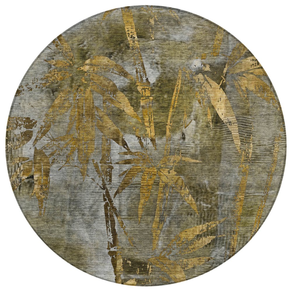 Machine Washable Indoor/Outdoor Chantille ACN2222 Gray 8' x 8' Round Rug. Picture 1