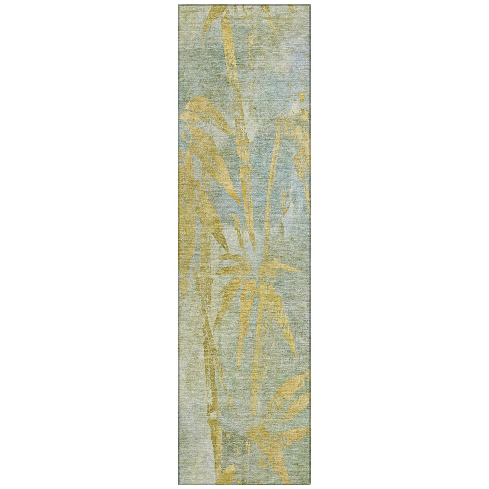 Machine Washable Indoor/Outdoor Chantille ACN2222 Green 2'3" x 7'6" Runner Rug. Picture 1