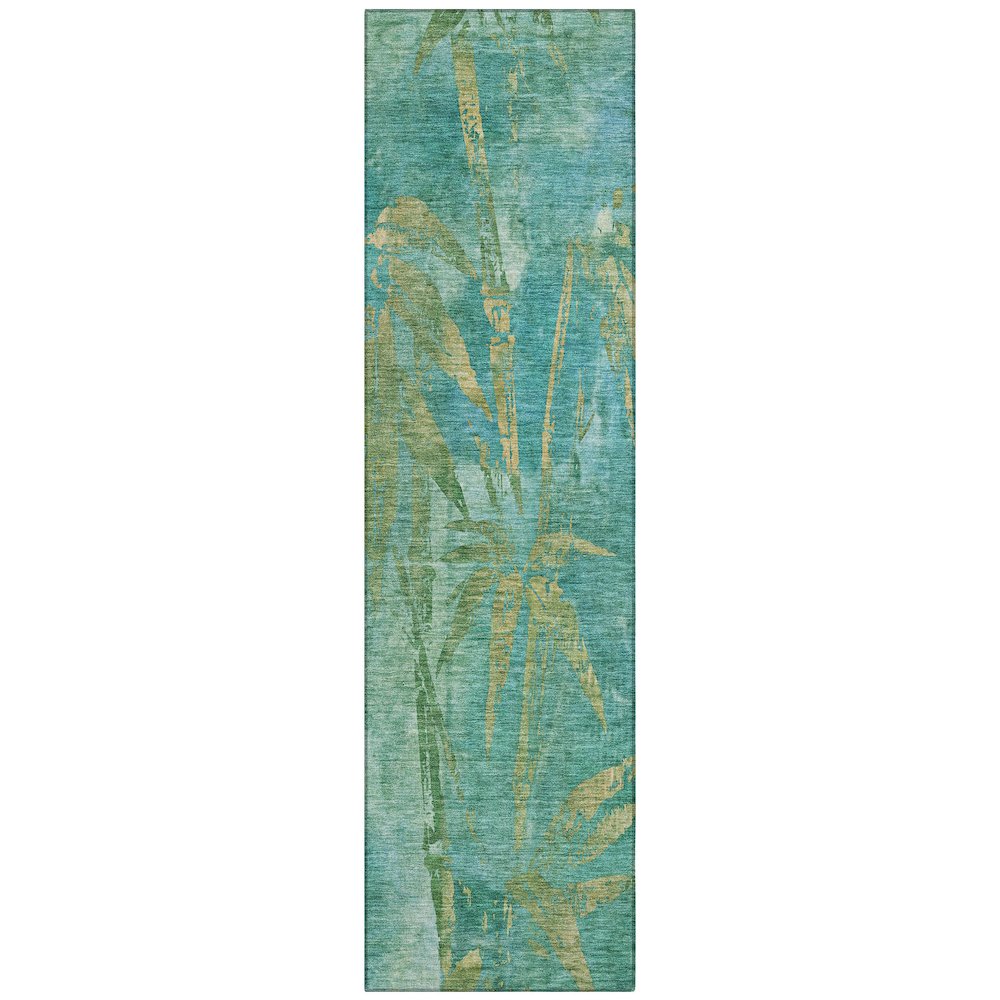 Machine Washable Indoor/Outdoor Chantille ACN2222 Teal 2'3" x 7'6" Runner Rug. Picture 1
