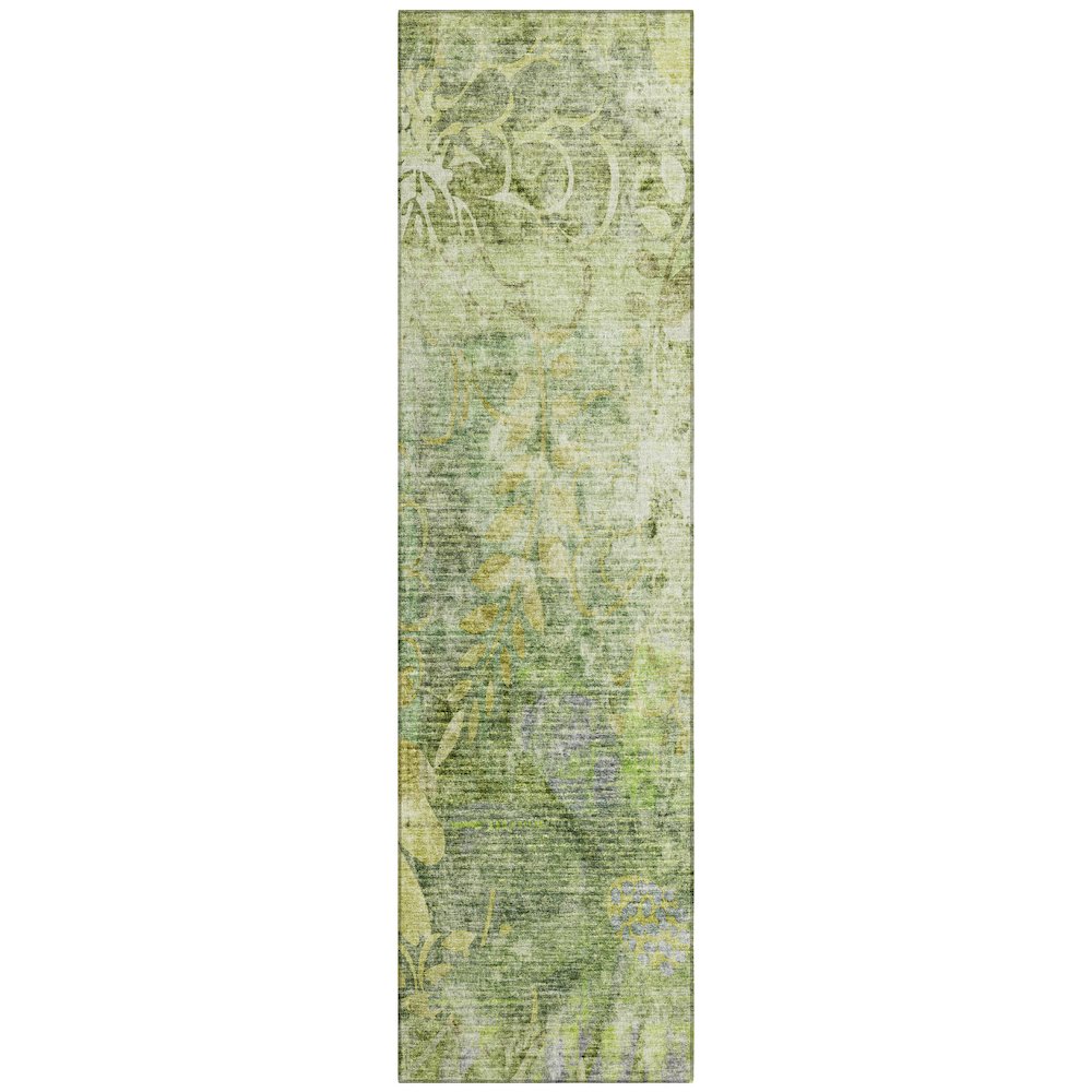 Machine Washable Indoor/Outdoor Chantille ACN2223 Green 2'3" x 7'6" Runner Rug. Picture 1