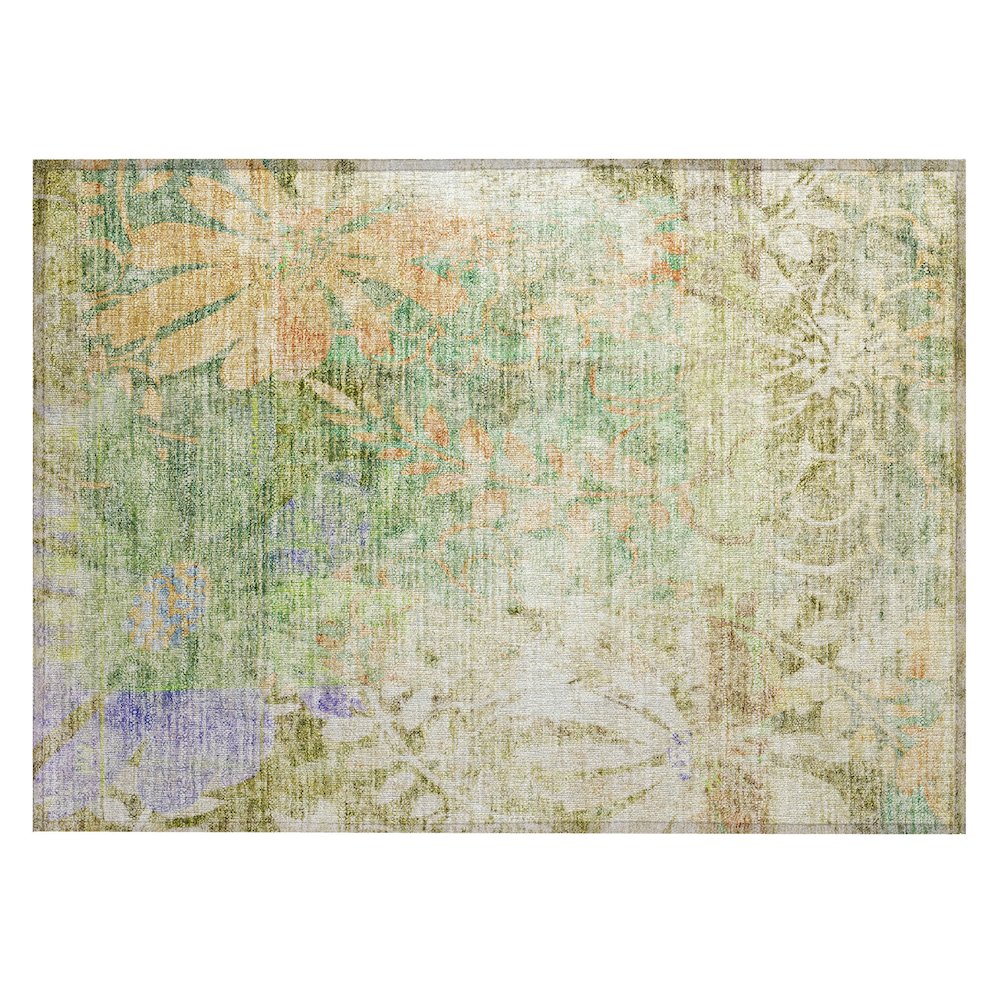 Machine Washable Indoor/Outdoor Chantille ACN2223 Green 1'8" x 2'6" Rug. Picture 1