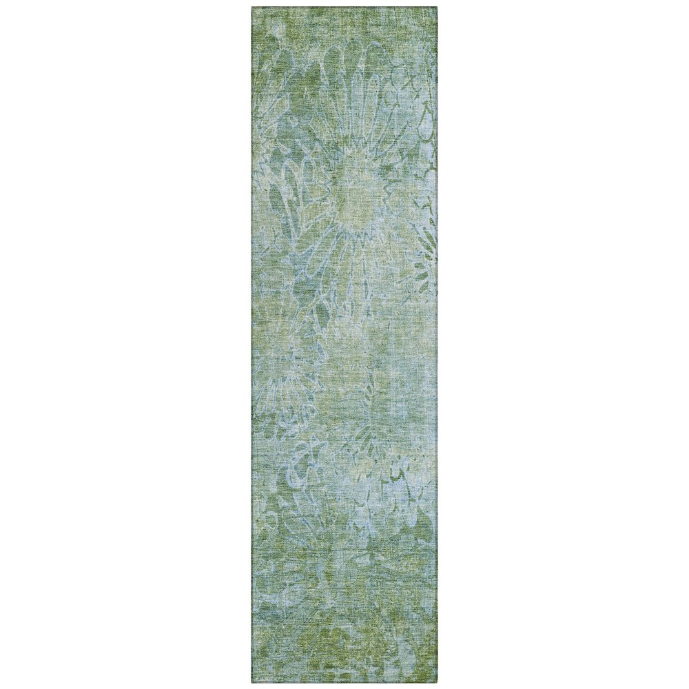 Machine Washable Indoor/Outdoor Chantille ACN2224 Green 2'3" x 7'6" Runner Rug. Picture 1