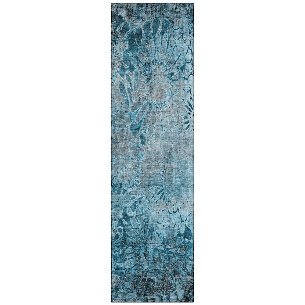 Machine Washable Indoor/Outdoor Chantille ACN2224 Teal 2'3" x 7'6" Runner Rug. Picture 1