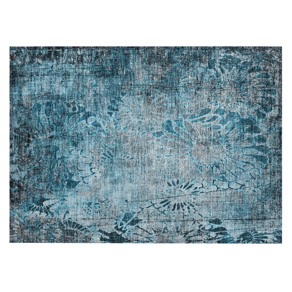 Machine Washable Indoor/Outdoor Chantille ACN2224 Teal 1'8" x 2'6" Rug. Picture 1