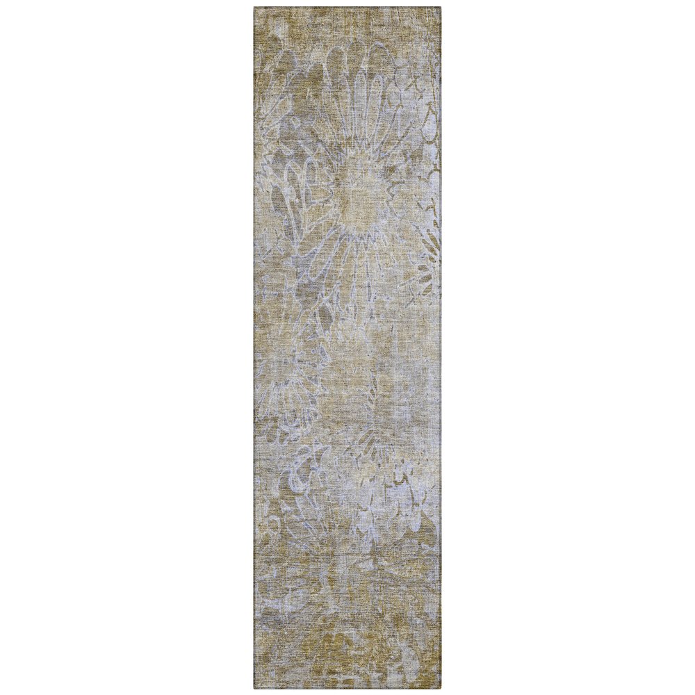 Machine Washable Indoor/Outdoor Chantille ACN2224 Gold 2'3" x 7'6" Runner Rug. Picture 1