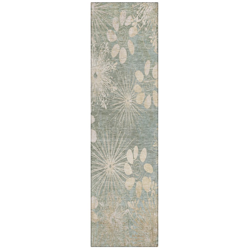 Machine Washable Indoor/Outdoor Chantille ACN2225 Green 2'3" x 7'6" Runner Rug. Picture 1