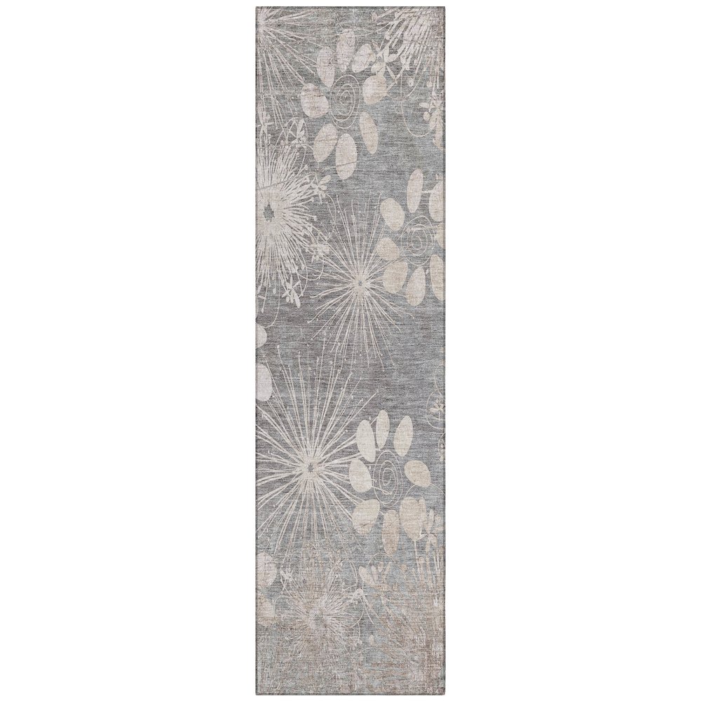 Machine Washable Indoor/Outdoor Chantille ACN2225 Gray 2'3" x 7'6" Runner Rug. Picture 1