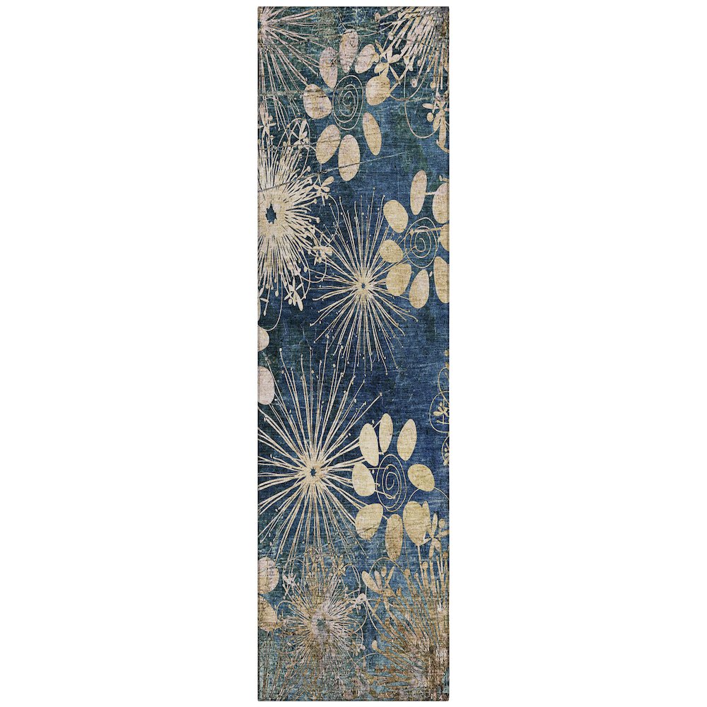 Machine Washable Indoor/Outdoor Chantille ACN2225 Blue 2'3" x 7'6" Runner Rug. Picture 1
