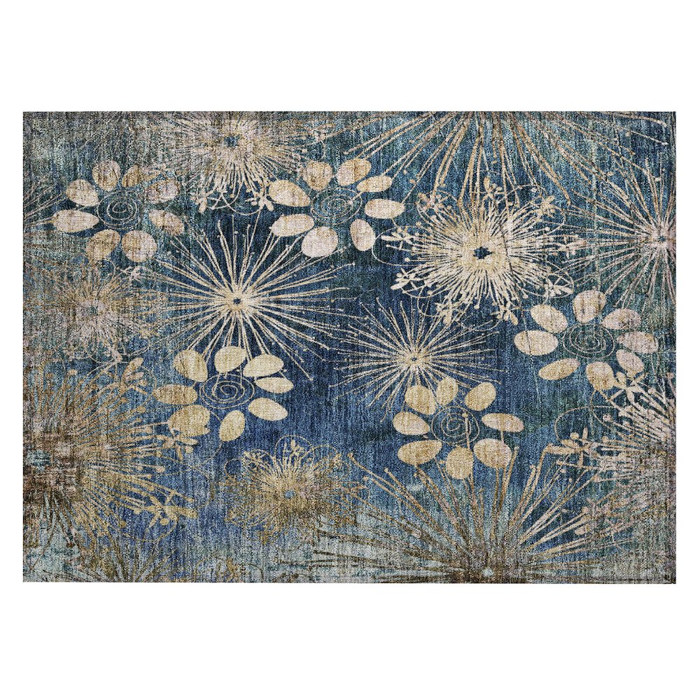 Machine Washable Indoor/Outdoor Chantille ACN2225 Blue 1'8" x 2'6" Rug. Picture 1