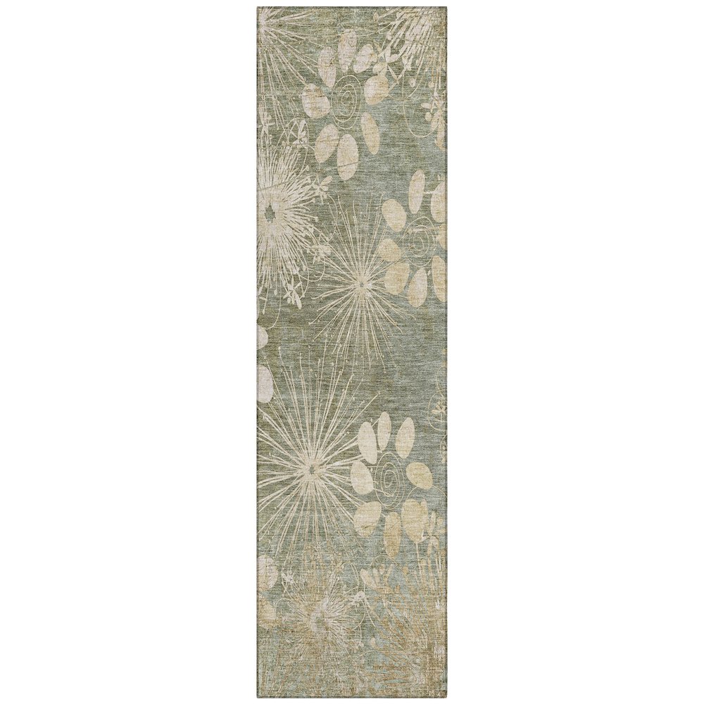 Machine Washable Indoor/Outdoor Chantille ACN2225 Green 2'3" x 7'6" Runner Rug. Picture 1