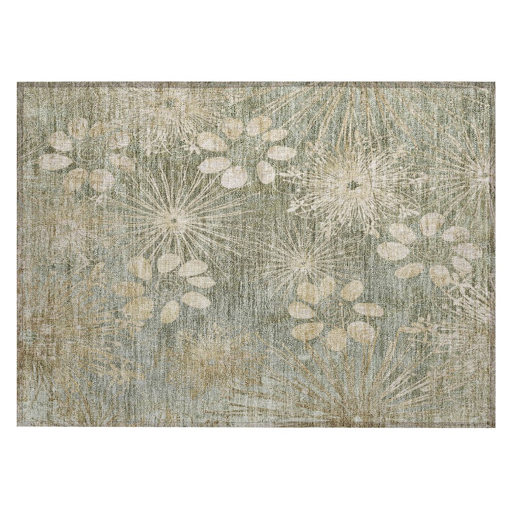 Machine Washable Indoor/Outdoor Chantille ACN2225 Green 1'8" x 2'6" Rug. Picture 1