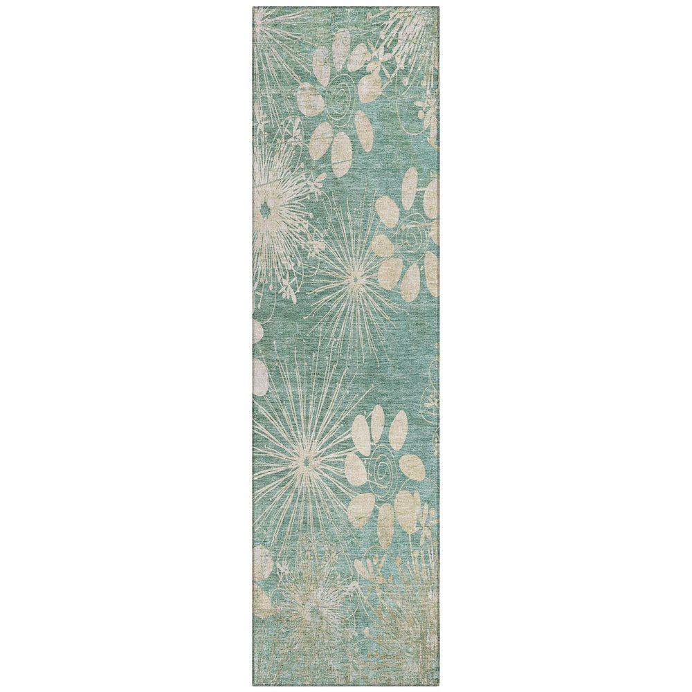 Machine Washable Indoor/Outdoor Chantille ACN2225 Teal 2'3" x 7'6" Runner Rug. Picture 1