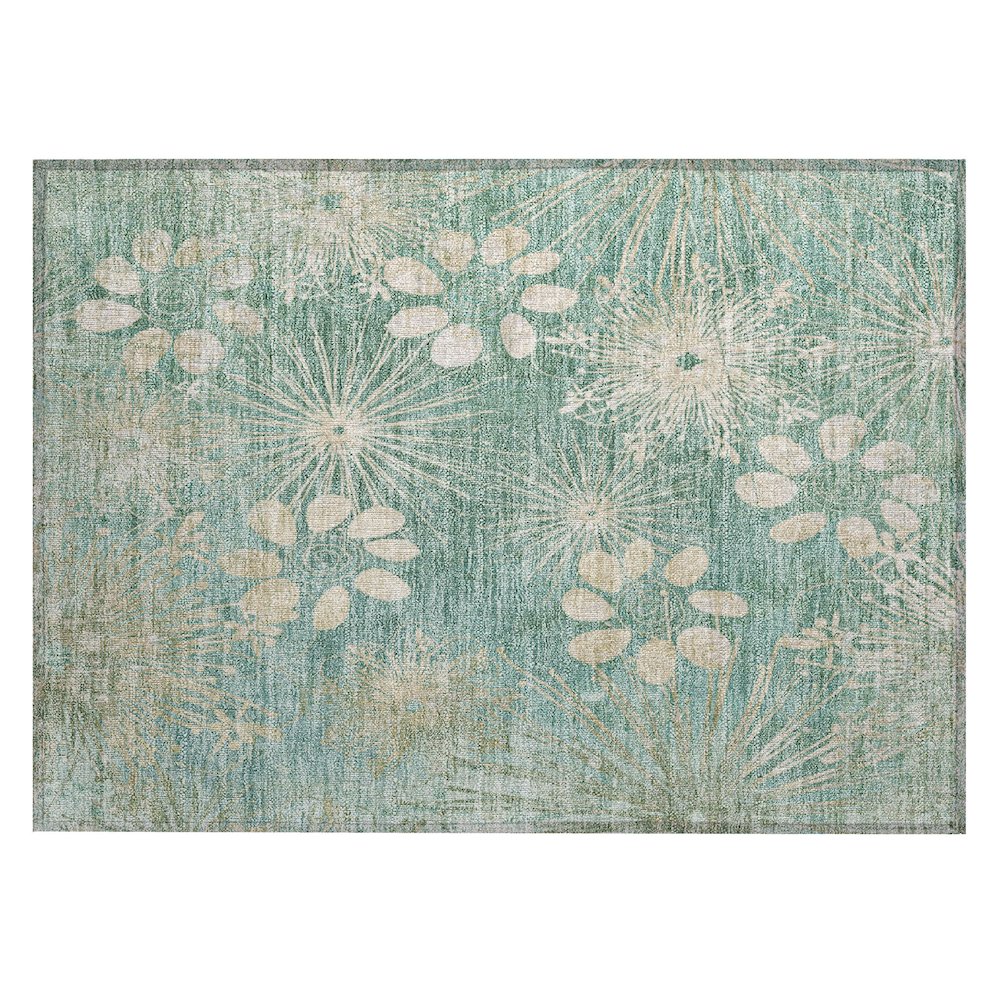 Machine Washable Indoor/Outdoor Chantille ACN2225 Teal 1'8" x 2'6" Rug. Picture 1