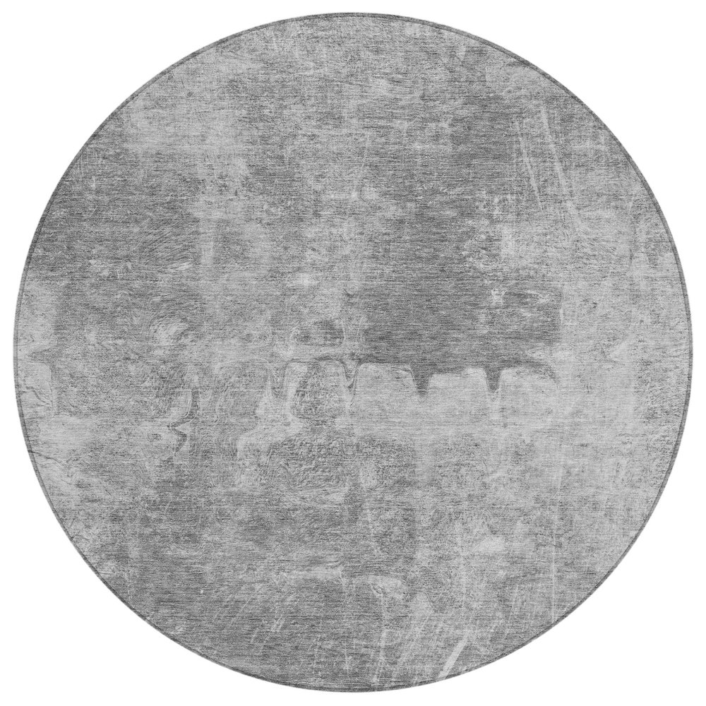 Machine Washable Indoor/Outdoor Chantille ACN2226 Gray 8' x 8' Round Rug. Picture 1