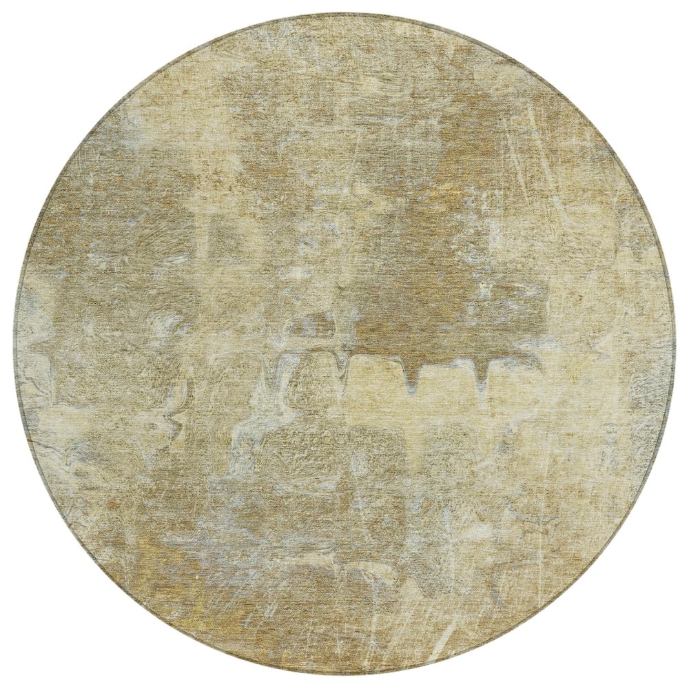 Machine Washable Indoor/Outdoor Chantille ACN2226 Brown 8' x 8' Round Rug. Picture 1