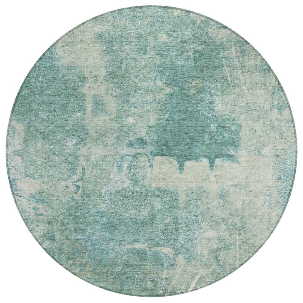 Machine Washable Indoor/Outdoor Chantille ACN2226 Teal 8' x 8' Round Rug. Picture 1