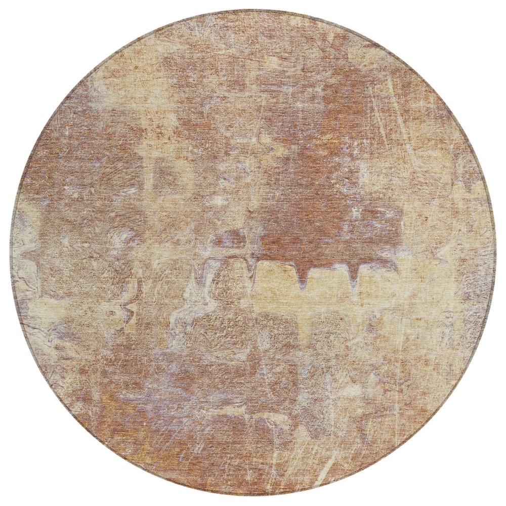 Machine Washable Indoor/Outdoor Chantille ACN2226 Orange 8' x 8' Round Rug. Picture 1