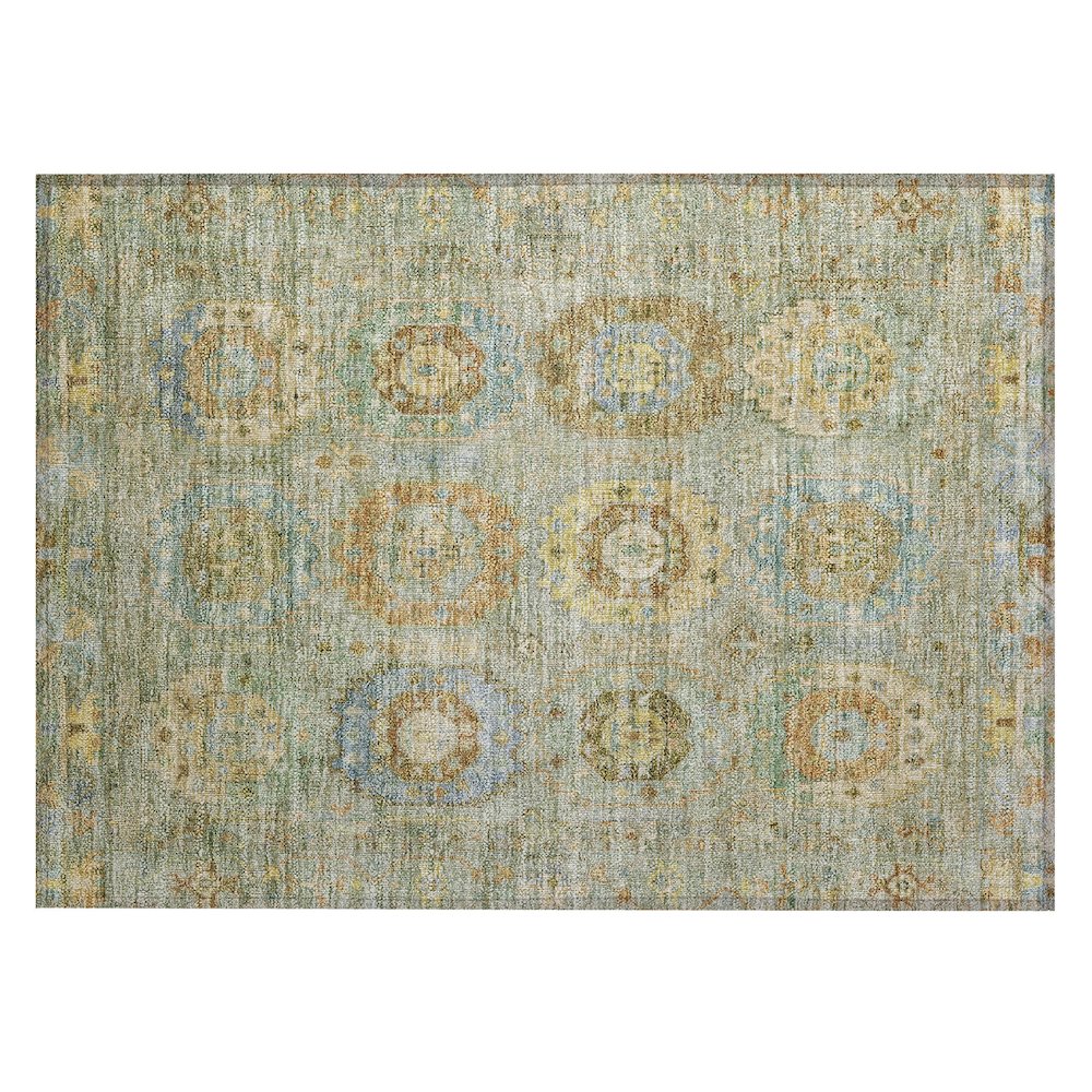 Machine Washable Indoor/Outdoor Chantille ACN2227 Green 1'8" x 2'6" Rug. Picture 1