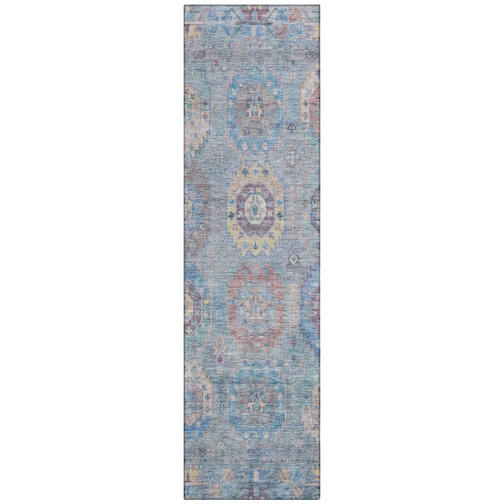 Machine Washable Indoor/Outdoor Chantille ACN2227 Blue 2'3" x 7'6" Runner Rug. Picture 1