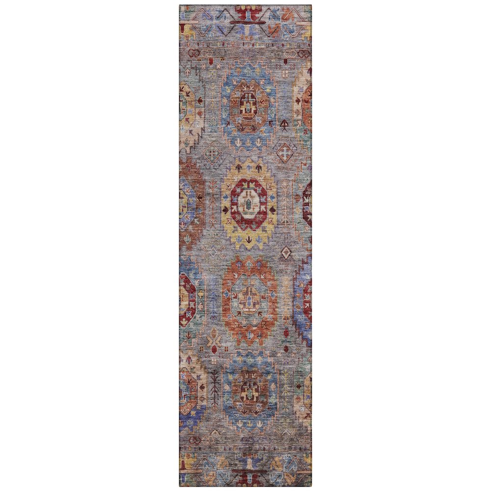 Machine Washable Indoor/Outdoor Chantille ACN2227 Gray 2'3" x 7'6" Runner Rug. Picture 1