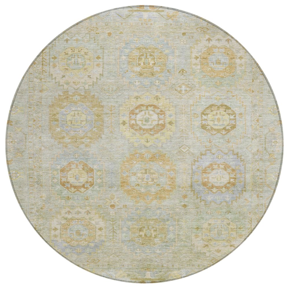 Machine Washable Indoor/Outdoor Chantille ACN2227 Green 8' x 8' Round Rug. Picture 1