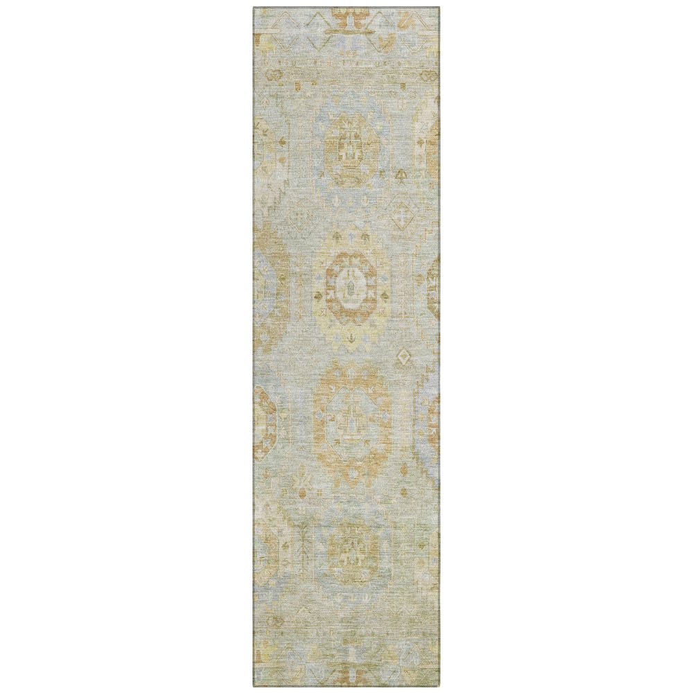 Machine Washable Indoor/Outdoor Chantille ACN2227 Green 2'3" x 7'6" Runner Rug. Picture 1