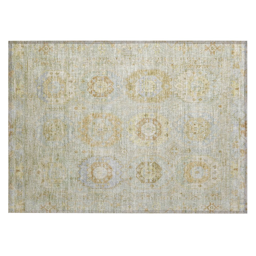 Machine Washable Indoor/Outdoor Chantille ACN2227 Green 1'8" x 2'6" Rug. Picture 1