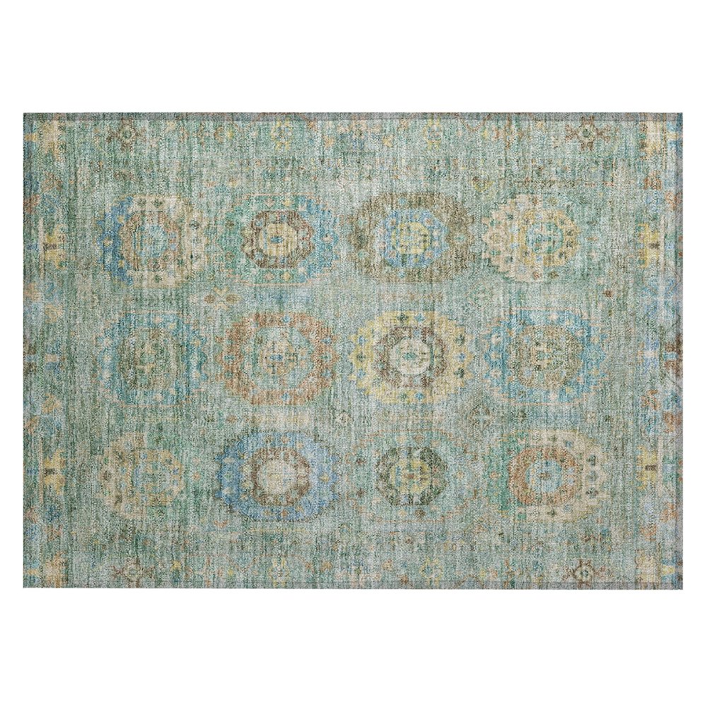 Machine Washable Indoor/Outdoor Chantille ACN2227 Teal 1'8" x 2'6" Rug. Picture 1