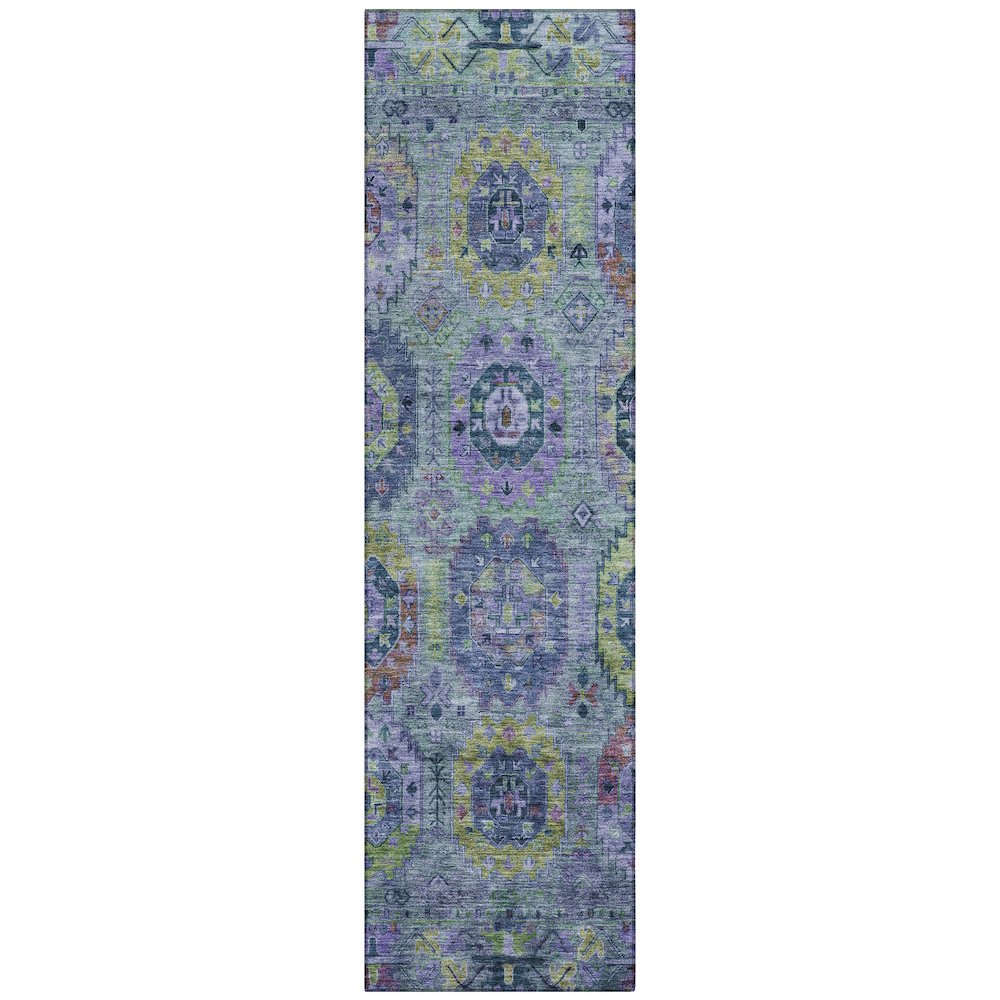 Machine Washable Indoor/Outdoor Chantille ACN2228 Green 2'3" x 7'6" Runner Rug. Picture 1