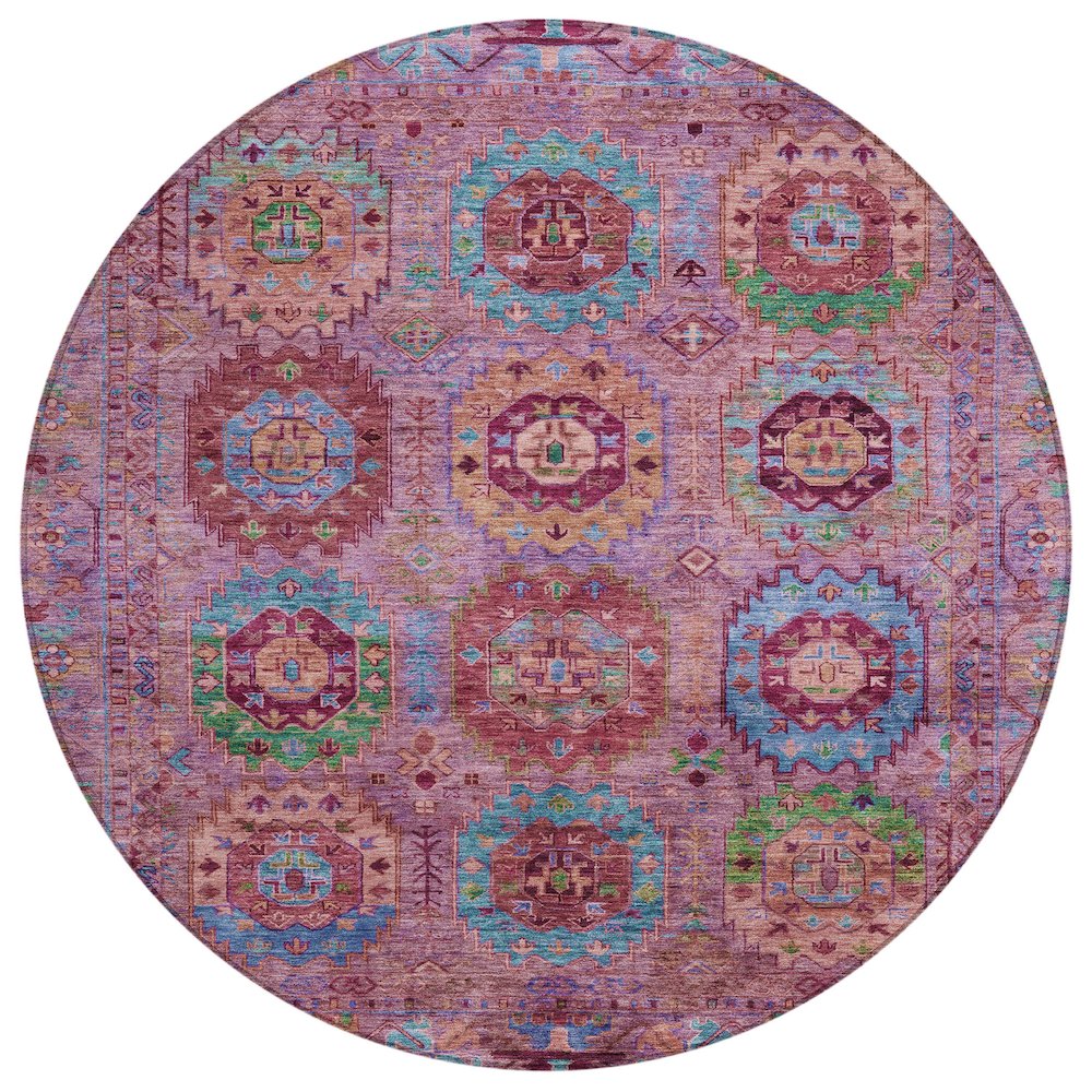 Machine Washable Indoor/Outdoor Chantille ACN2228 Pink 8' x 8' Round Rug. Picture 1