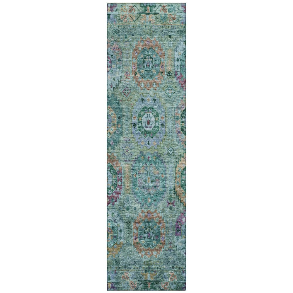 Machine Washable Indoor/Outdoor Chantille ACN2228 Teal 2'3" x 7'6" Runner Rug. Picture 1