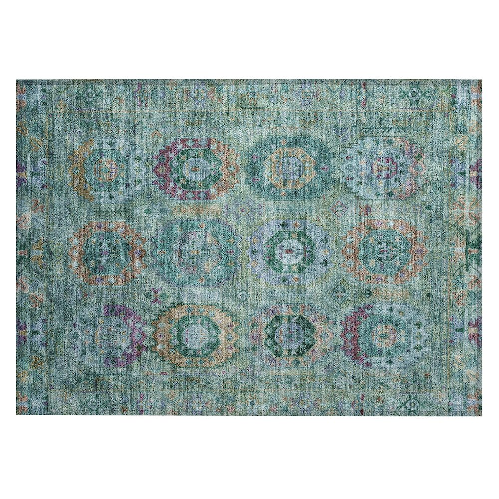 Machine Washable Indoor/Outdoor Chantille ACN2228 Teal 1'8" x 2'6" Rug. Picture 1