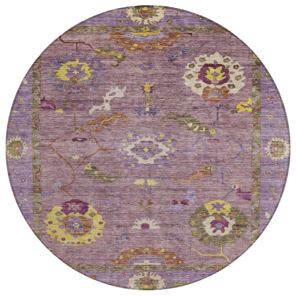 Machine Washable Indoor/Outdoor Chantille ACN2229 Red 8' x 8' Round Rug. Picture 1