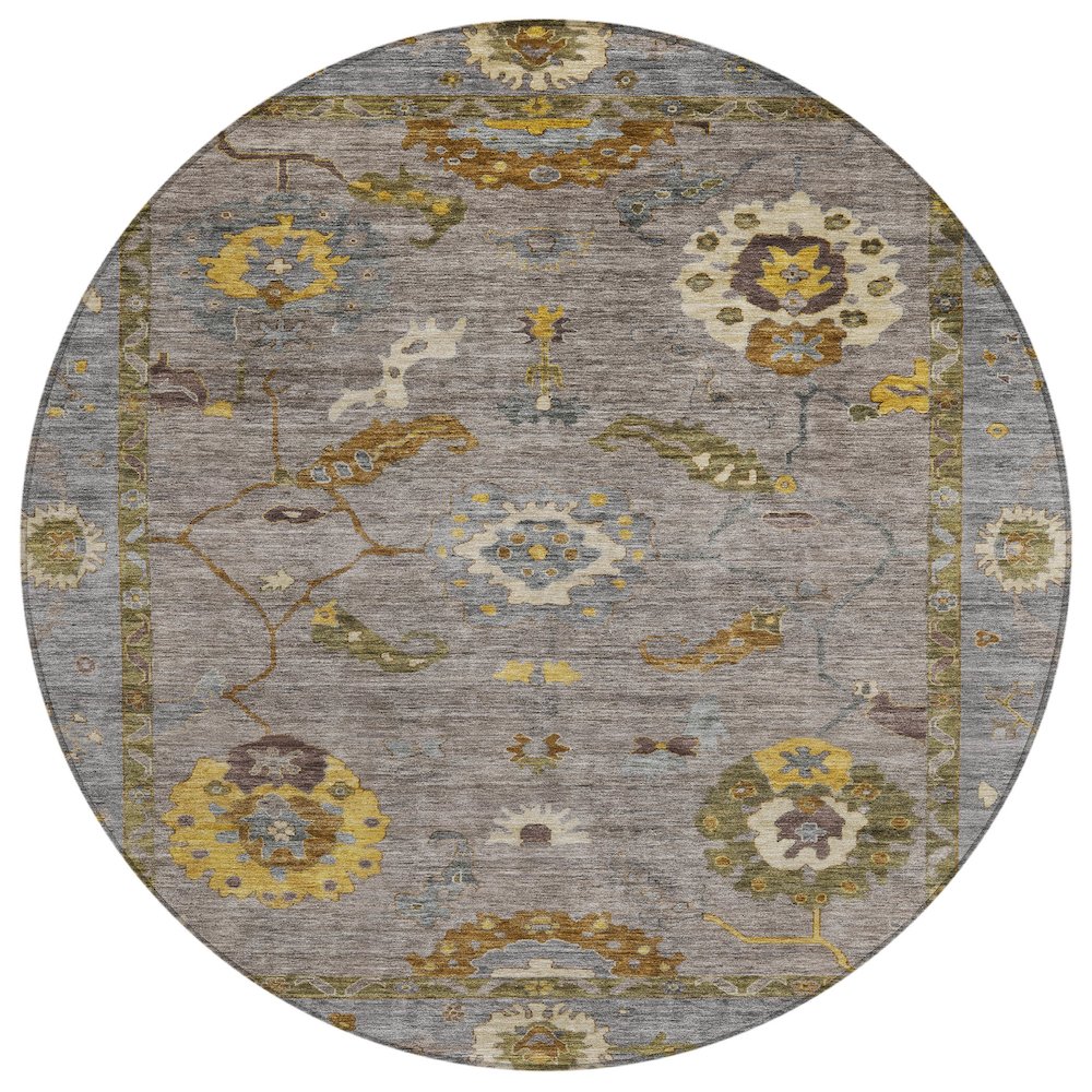 Machine Washable Indoor/Outdoor Chantille ACN2229 Gray 8' x 8' Round Rug. Picture 1