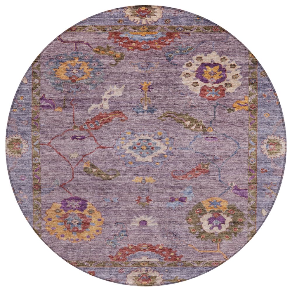 Machine Washable Indoor/Outdoor Chantille ACN2229 Purple 8' x 8' Round Rug. Picture 1