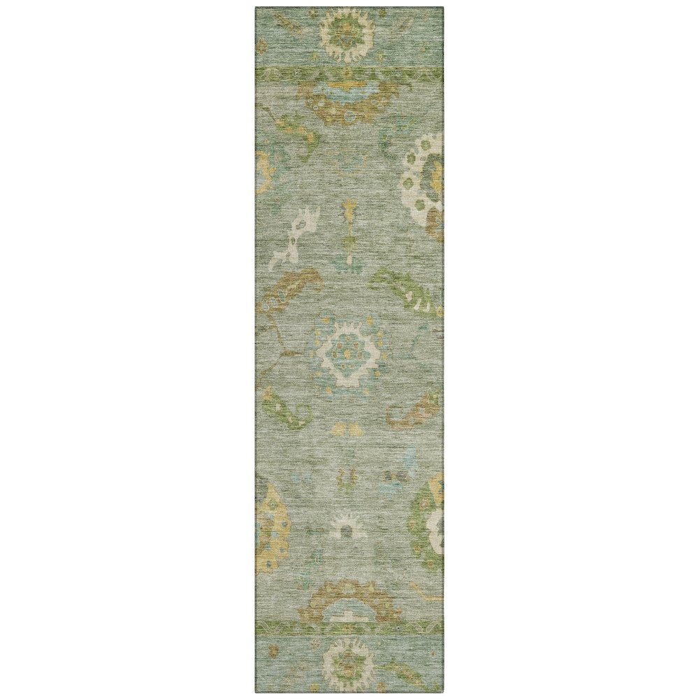 Machine Washable Indoor/Outdoor Chantille ACN2229 Green 2'3" x 7'6" Runner Rug. Picture 1
