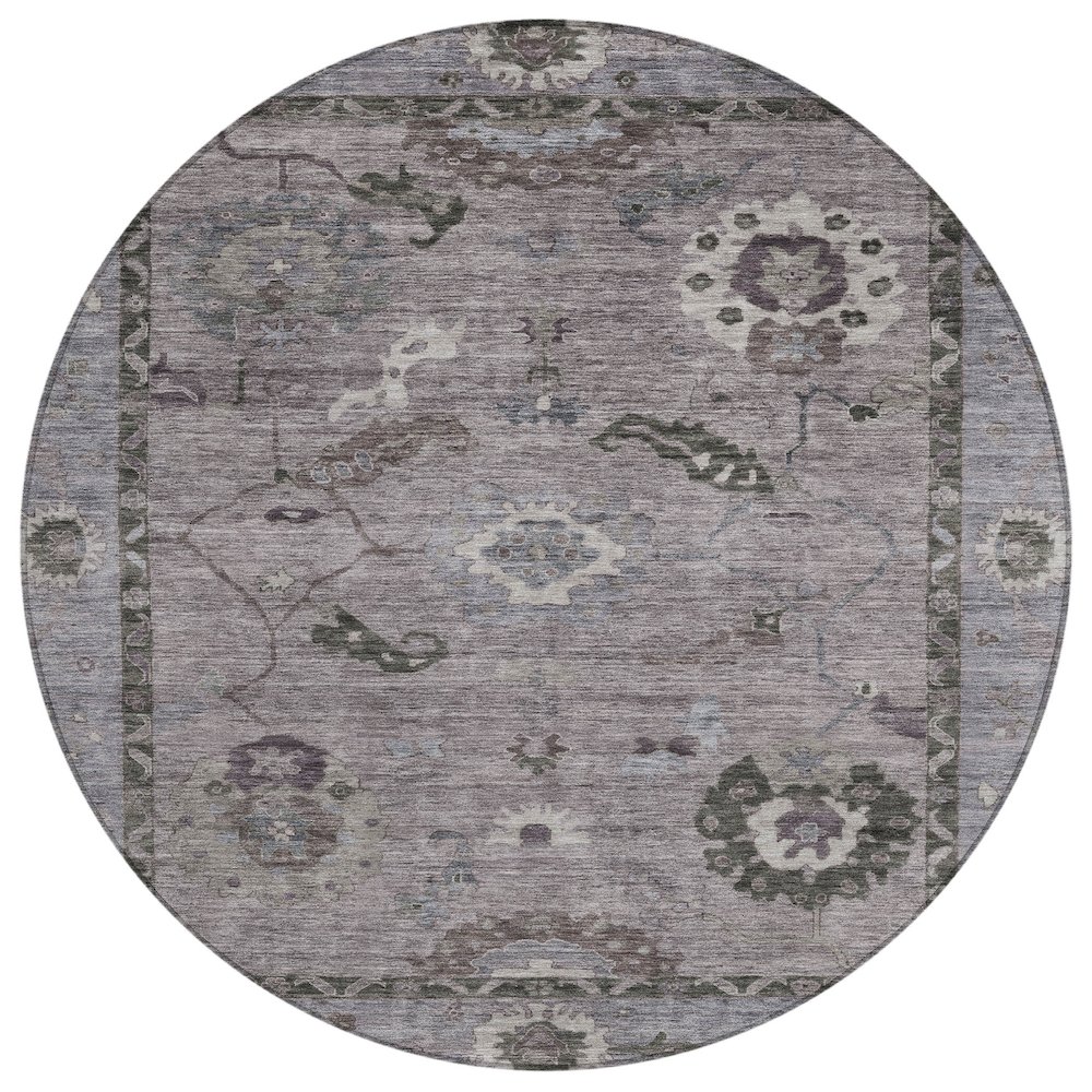 Machine Washable Indoor/Outdoor Chantille ACN2230 Gray 8' x 8' Round Rug. Picture 1