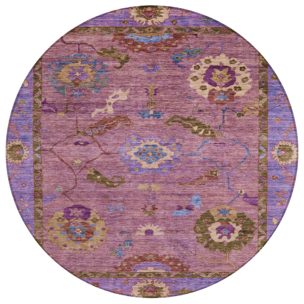 Machine Washable Indoor/Outdoor Chantille ACN2230 Pink 8' x 8' Round Rug. Picture 1