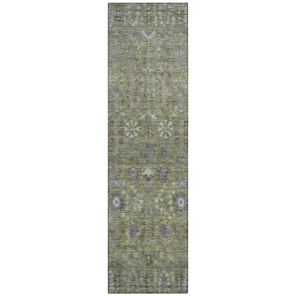 Machine Washable Indoor/Outdoor Chantille ACN2231 Green 2'3" x 7'6" Runner Rug. Picture 1