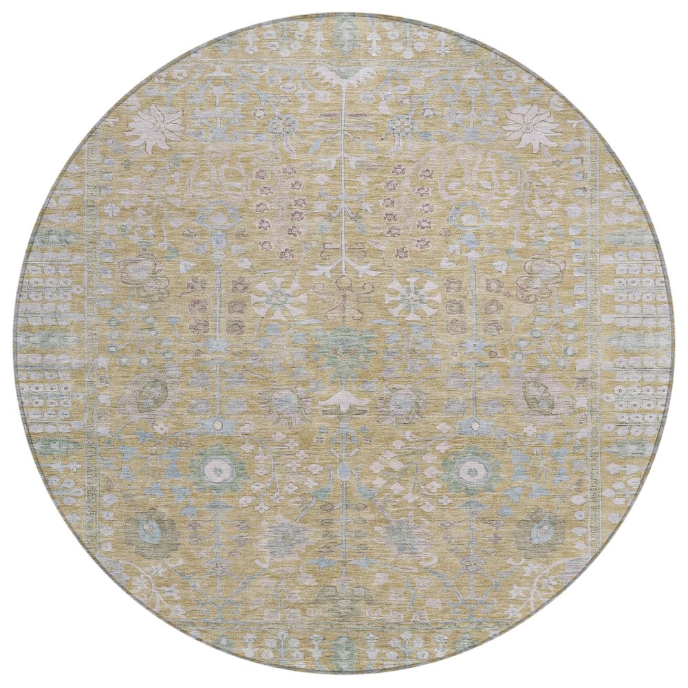 Machine Washable Indoor/Outdoor Chantille ACN2231 Brown 8' x 8' Round Rug. Picture 1