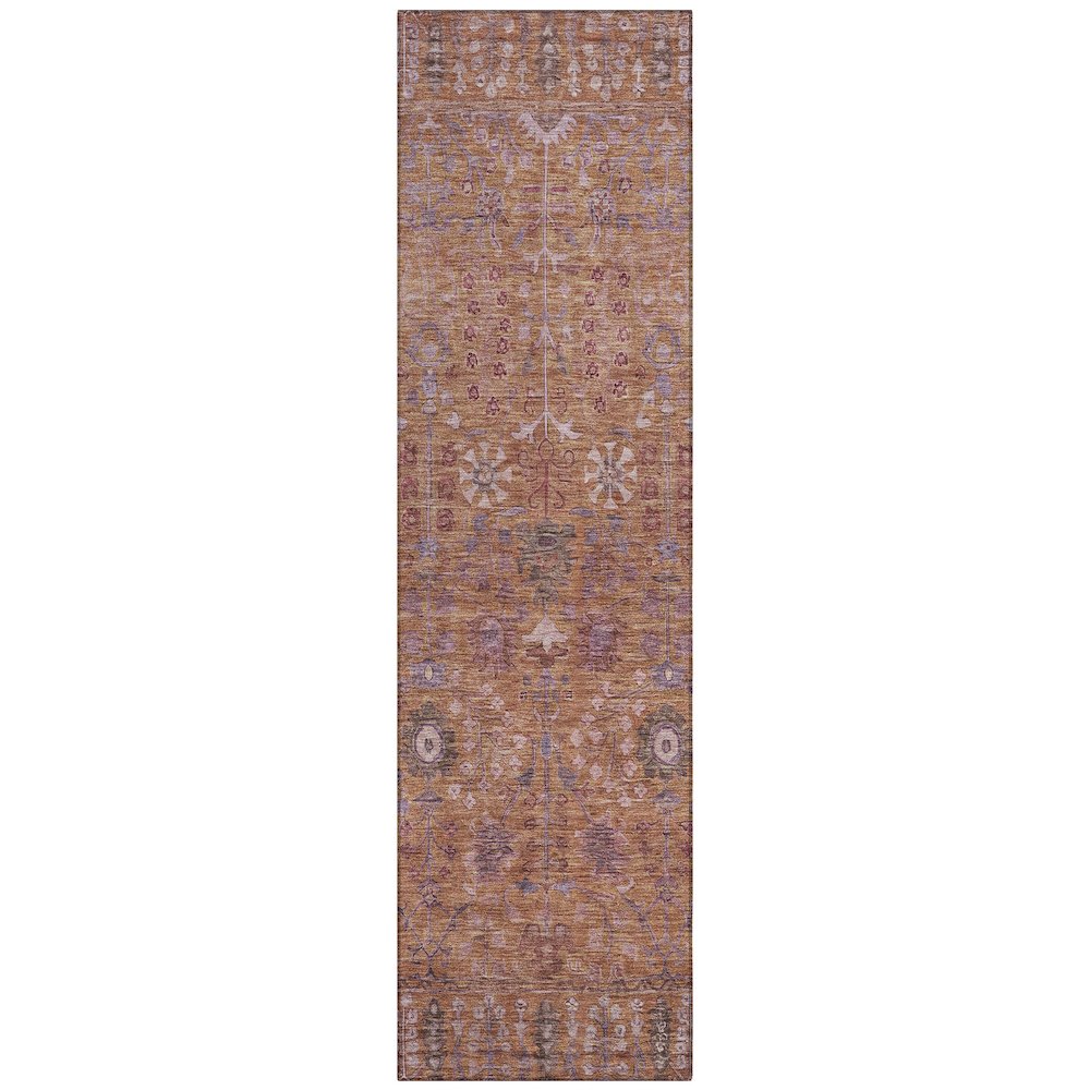 Machine Washable Indoor/Outdoor Chantille ACN2231 Orange 2'3" x 7'6" Runner Rug. Picture 1