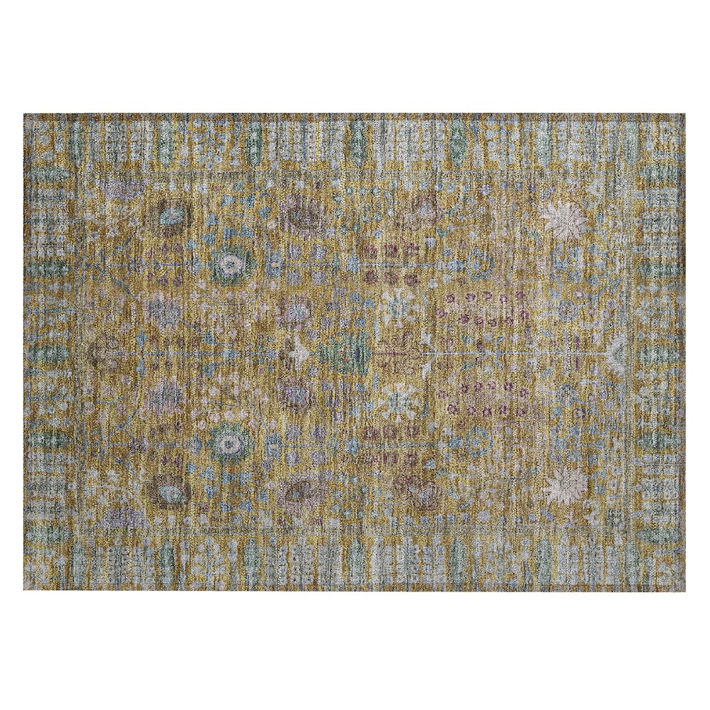 Machine Washable Indoor/Outdoor Chantille ACN2231 Gold 1'8" x 2'6" Rug. Picture 1