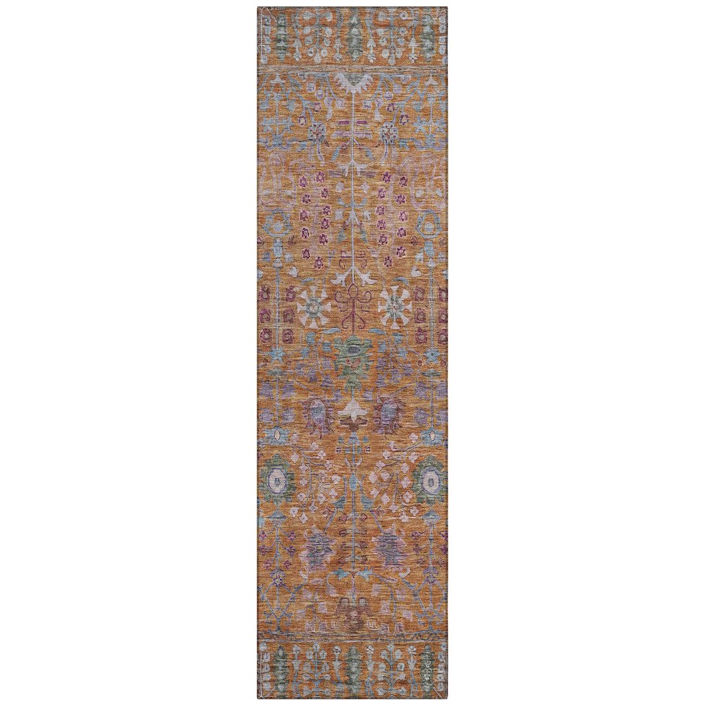 Machine Washable Indoor/Outdoor Chantille ACN2231 Orange 2'3" x 7'6" Runner Rug. Picture 1