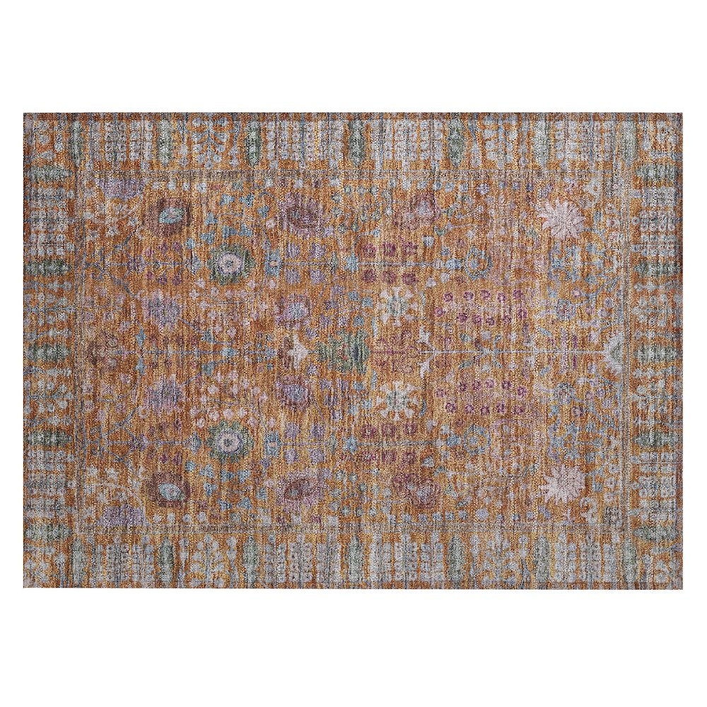 Machine Washable Indoor/Outdoor Chantille ACN2231 Orange 1'8" x 2'6" Rug. Picture 1