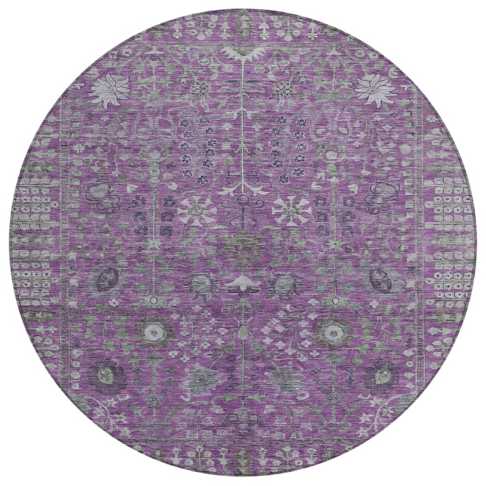 Machine Washable Indoor/Outdoor Chantille ACN2231 Purple 8' x 8' Round Rug. Picture 1